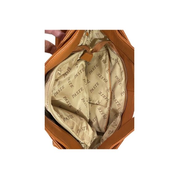 Paste Leather Handbag or Crossbody, Adjustable Shoulder Strap, Burnt Orange - Picture 8 of 16